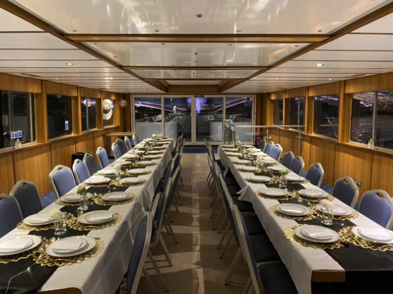 Dining Experience layout on the River Princess by Thames Cruises